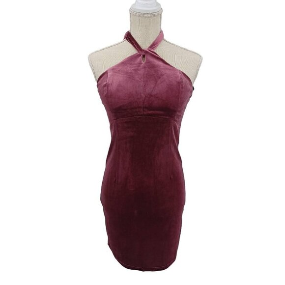 WYLDR Isabelle Velvet Mini Dress With Twist Front Detail In Pink Women's S Party - Picture 1 of 11